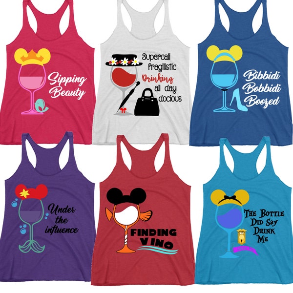 Disney Drinking Tank Tops, Food and Wine Shirt, Disney Tank Top, Epcot Food and Wine Festival, Bad and Boozy Drinking Beauty and the buzz