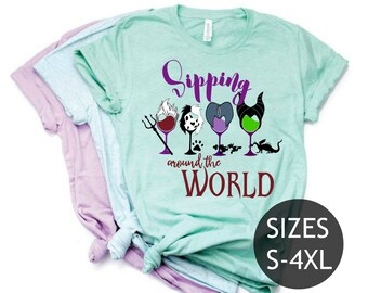 Drinking Around The World Shirt, Epcot Shirt, Disney Drinking Shirt, Conquering The World, Villains Shirts, Disney Trip Adult Plus size tee