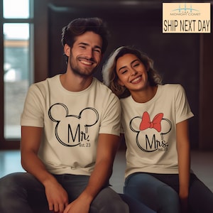 Mr Mrs Ears T-Shirt, Disney Matching Tshirts, Funny Couples Shirts, Honeymoon shirts, Husband Wife, Mickey, Minnie Tee, Disney Wedding Shirt