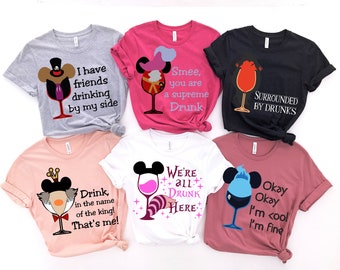 Disney Villain drinking shirt, Disney Drinking Around The World Food and Wine Festival Epcot Drinking shirt, Bad girls Group matching shirt