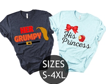 Disney Couple Shirts, Snow White Shirt, Grumpy Shirt, Disney Wife, Disney Matching, His Princess, Disney Shirts For Couples, Disney Couple