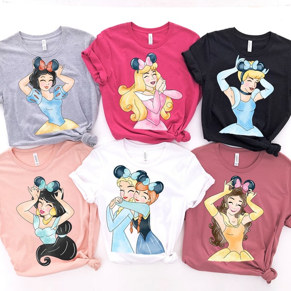 Matching Princess Mouse Ears Shirt, Snow White, Belle, Mermaid, Jasmine, Aurora, Tiana, Cinderella Shirt , Matching WDW Group Shirts