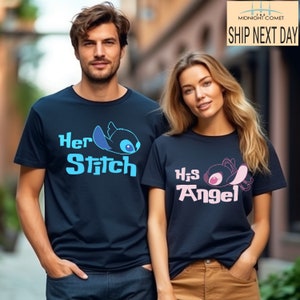 Stitch and Angel Couple Custom Sweatshirt, Stitch Matching Hoodie, Disney Couple Matching Sweater, Lilo Stitch T-shirt, Stitch Lover Shirt