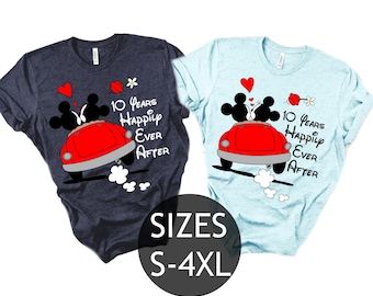 Custom Disney Anniversary Shirts Matching Couple Disneyworld Tee, Wife Husband Disney Trip Shirt, First Anniversary Est Year Disneyland Tees
