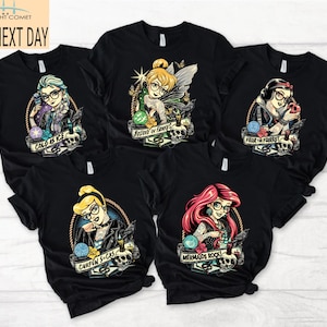 Tattoo Princess Black Shirt, Gothic dark princess, Womens tattoo shirt, Princess shirt, Cinderella, Jasmine, Belle, Rapunzel, Tinkerbell