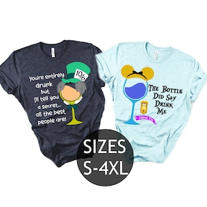 Food and Wine Shirts, We&#39;re all drunk here shirt, mad hatter, Alice in wonderland, epcot food and wine shirts, Disney drinking matching tees
