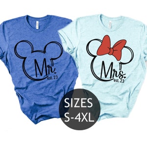 Just Married Minnie Shirt, Just Married Mickey Shirt, Newly Married, Gift Idea For Couples, Disney Shirt, Trend Apparel, Customize Tee,