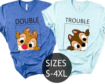 Camisetas de Double Trouble, camisetas de Chip y Dale, camisetas de Double Trouble para niños pequeños, regalo de Chip y Dale, Double Trouble a juego, regalo de cumpleaños de Disney