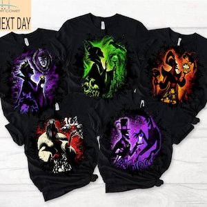Disney Villain Halloween T-Shirt - Spooky and Stylish Design - Perfect for Halloween Celebrations, Featuring Iconic Villains