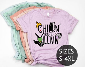Chillin like a Villain shirt, disney plus size shirt for women, evil queen, disney descendents, disney villains, maleficent, cruella de vil