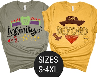 Camisetas a juego, camisetas hasta el infinito y más allá, camisetas de mejores amigos, buzz y woody, camisetas de pareja, camiseta de mejores amigos, disney talla grande