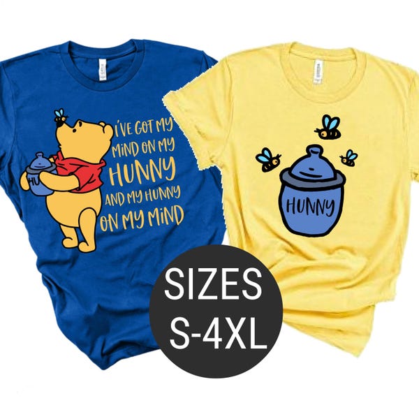 Retro Winnie de Poeh-shirt, I Like Honey His Honey-shirt, Disney-paar shirt, Disneyland paar shirt, Disney Matching