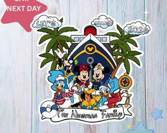 Imán para puerta de camarote de crucero de Disney inspirado en Disney con nombre de familia Mickey y amigos/Imán de Mickey/Imán DCL