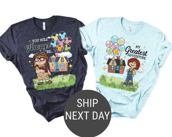 Up Film Carl und Ellie Shirts, Disney Paar passende T-Shirt, Disneyland Flitterwochen Sweatshirt, sein und ihr Geschenk