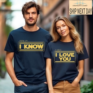 Gwiezdne Wojny Kocham Cię Wiem Księżniczka Leia Han Solo Koszulki Pary Disney Dopasowane Pary Unisex Koszulka Koszulka Urodzinowa Prezent Dla Mężczyzn Kobiet