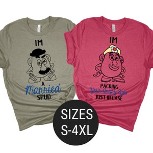 Camiseta de Mr Potato Head, pareja de Potato Head, camiseta de Toy Story Land, camiseta de luna de miel, camisetas de pareja de Disney, camisetas de Sr. y Sra., pareja de Disneyworld