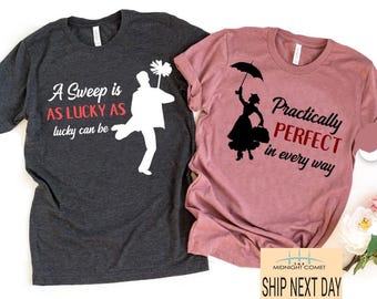 Mary Poppins and Bert Combo-Disney Couple Shirt-Practically Perfect-Chimney Sweep-Disney Shirt Women-Disney Shirt Men-Disney Gift-His Hers
