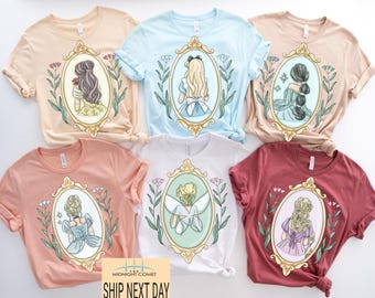 Coquette Bow Disney Princess Shirt, Cinderella Belle Rapunzel Tinkerbell Elsa Anna  WDW Disneyland Girls Trip Shirt, Princess Birthday Girl