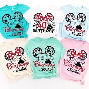 Benutzerdefinierte Disney 40. Geburtstag Shirt, Disney Birthday Squad T-Shirt, Minnie 40 Jahre alt Shirt, Geburtstag Shirt für Frauen, Geburtstag Squad Shirt