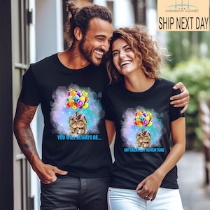 Disney Pixar Up Carl And Ellie Couple Shirt, You Are Always Be My Greatest Adventure Up House Balloons, His Ellie Her Carl Honeymoon Shirt image 4