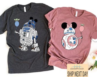 Star Wars Couple T-Shirt, R2D2 BB8 Couple Shirt, Disney Star Wars Shirt, Disney Couple Matching, Mickey Minnie Couple Tee, Honeymoon Shirts