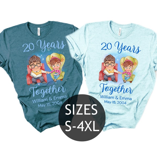 Custom Anniversary Matching Shirts, Carl and Ellie 10, 20, 30, 40, 50 etc. Years Together, His and Hers Up Disney Honeymoon Vacation Gifts