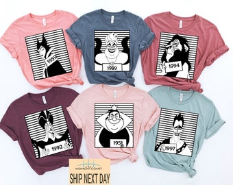 Camisa personalizada de villanos de Disney, camisa de personajes de villanos, maléfica Ursula Evil Queen Hades, camisa familiar a juego de Disney, camisa de Disneyland