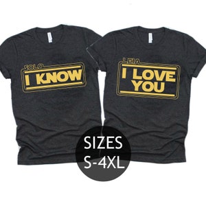 Camisa Han Solo Princesa Leia, Camisa de parejas de Disney, Camisa de pareja de Star Wars, Camisas Han Leia, Camisa divertida de Star Wars, Camisa de Hollywood Studios