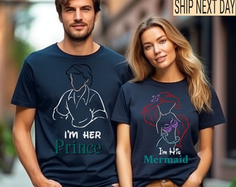 Little Mermaid Couple Shirts, Princess Ariel And Prince Eric Shirt, Her Prince Eric, His Ariel