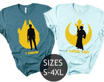 Ich liebe dich, ich weiß T-Shirt, Star Wars Shirt, Disney Paare Shirt, Prinzessin Leia oder Han Solo Shirt, Disney Familie T-Shirt, Ehemann und Frau Shirt