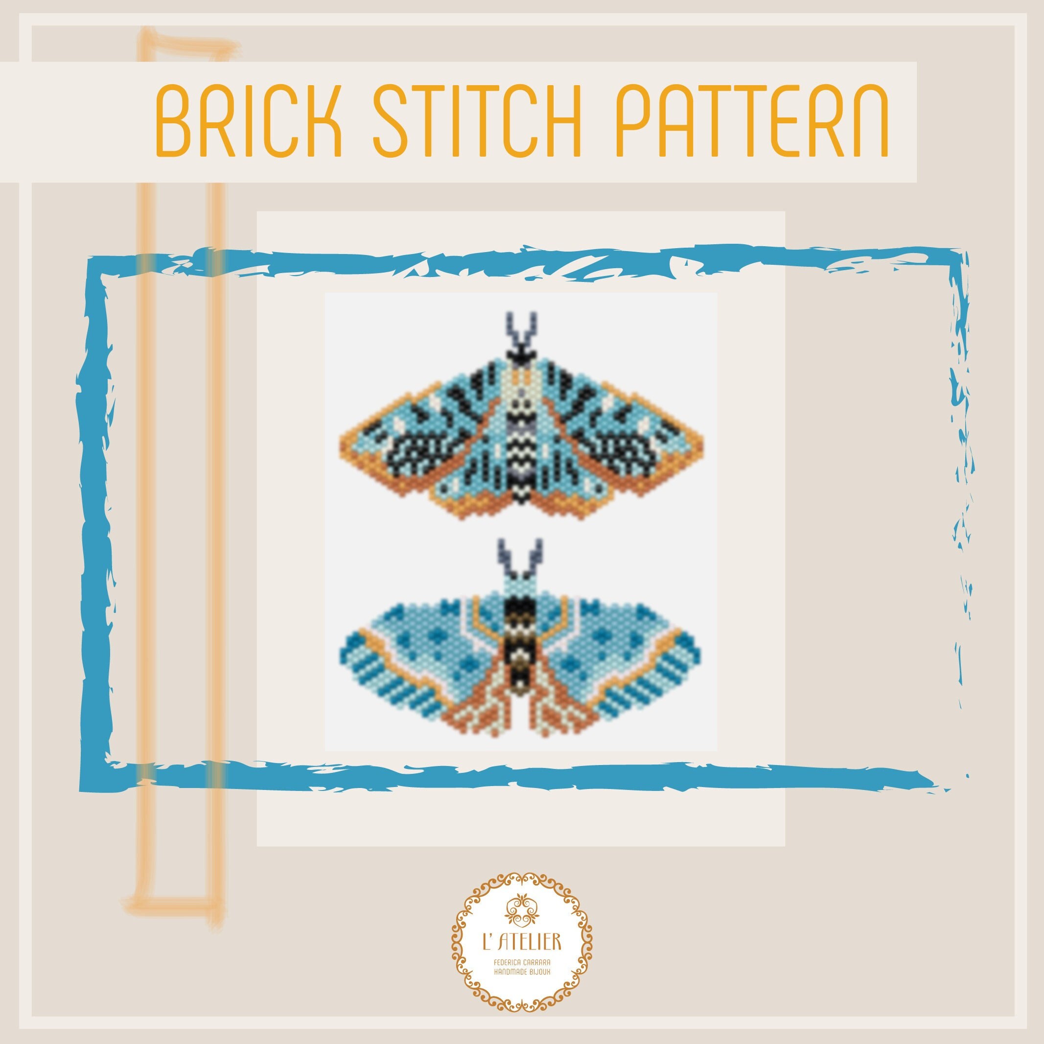 PDF Brick Stitch Pattern ITA/ENG Blue Moths - Etsy