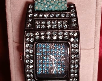 Adrienne Turquoise Watch   Blue Crystals