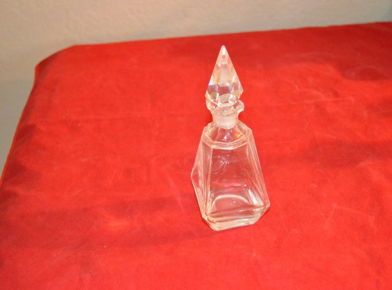 Vintage Perfume Clear Glass Cut Bottle   7" - image 4