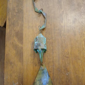 Vintage Paolo Soleri    Arcosanti Brutalist Cast Bronze Bell   21 1/2&quot; Long   Mid Century   Wind Bell   Trademark Identification   SALE