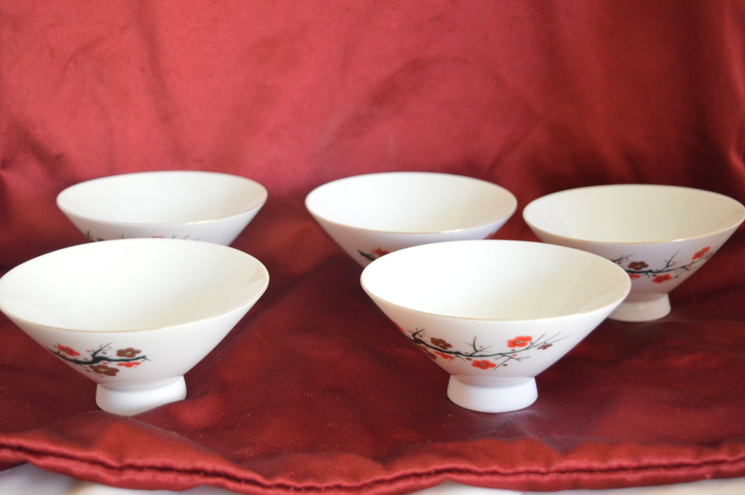 Vintage Japanese Rice Bowls Set 5 1960 - Etsy