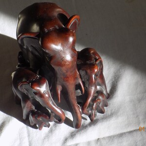 Vintage  A Family of Elephants from one piece of wood (7)  in all    SALE