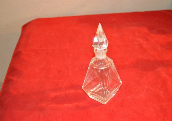 Vintage Perfume Clear Glass Cut Bottle   7" - image 2
