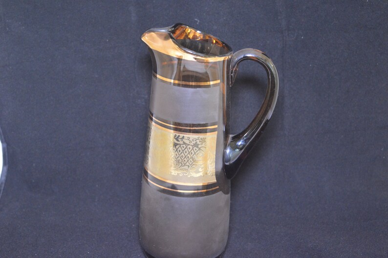 Vintage Bohemia Crystal Pitcher and 5 Glasses Made in Czechoslovakia