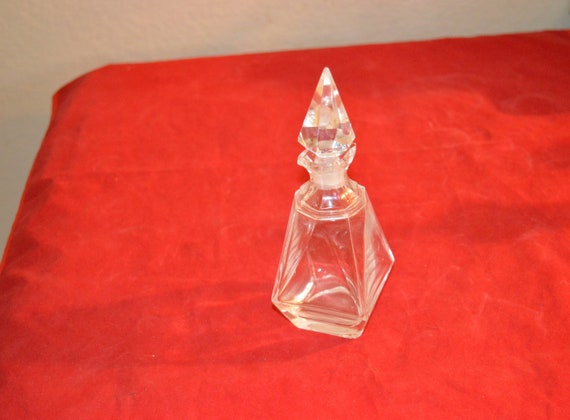 Vintage Perfume Clear Glass Cut Bottle   7" - image 3