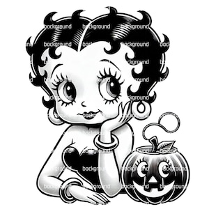 6 black and white Betty Boop pngs
