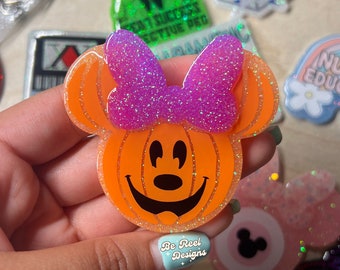 Pumpkin Mouse Halloween Badge Reel, Heavy Duty Nurse Badge Holder