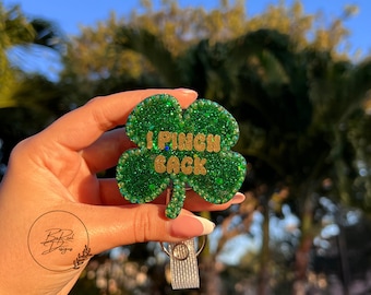 I Pinch Back St Patricks Badge Reel, Heavy Duty Badge Holder