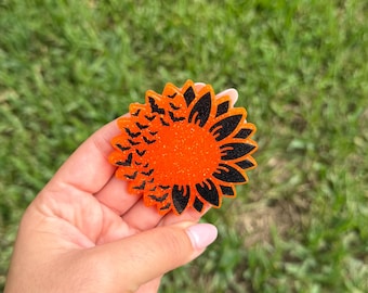Sunflower Badge Reel, Rhinestone Embellished Badge Holder