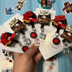Cars-Inspired Badge Reel | Button & Rhinestone Badge Holder | Plastic or Metal Reel Option