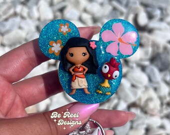 Moana badge reel, Moana Heavy duty nurse badge holder, Interchangeagle Badge Reel