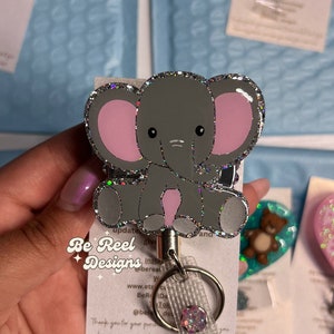 Pediatric Elephant Badge Reel, Elephant badge holder, Nurse Badge Reel