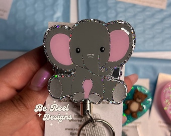 Elephant Badge Reel, Rhinestone Bling, Pediatric Nurse