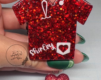 Valentine's Day Nurse Scrub Top Badge Reel, Heavy Duty