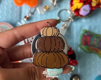 Pumpkin Stack Badge Reel, Fall Nurse Badge Holder