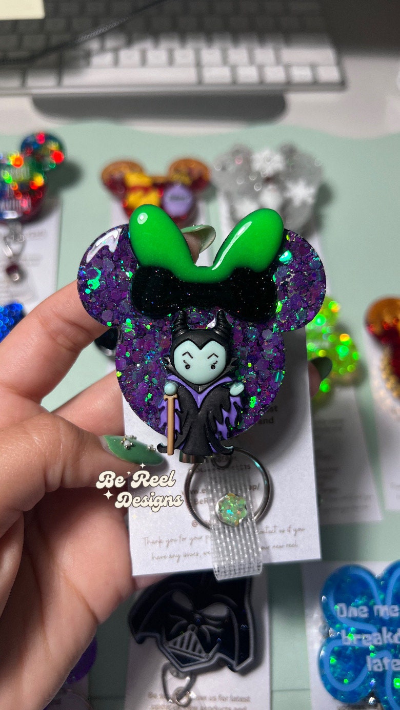 Maleficent badge reel, Heavy duty nurse badge holder, Interchangeagle Badge Reel